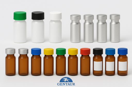 [labsk5700] 50 Braunglasröhrchen 2 ml im Ablagekasten aus Polystyrol mit Kunststoff-Schraubverschluß, grün - B-9022-P-G